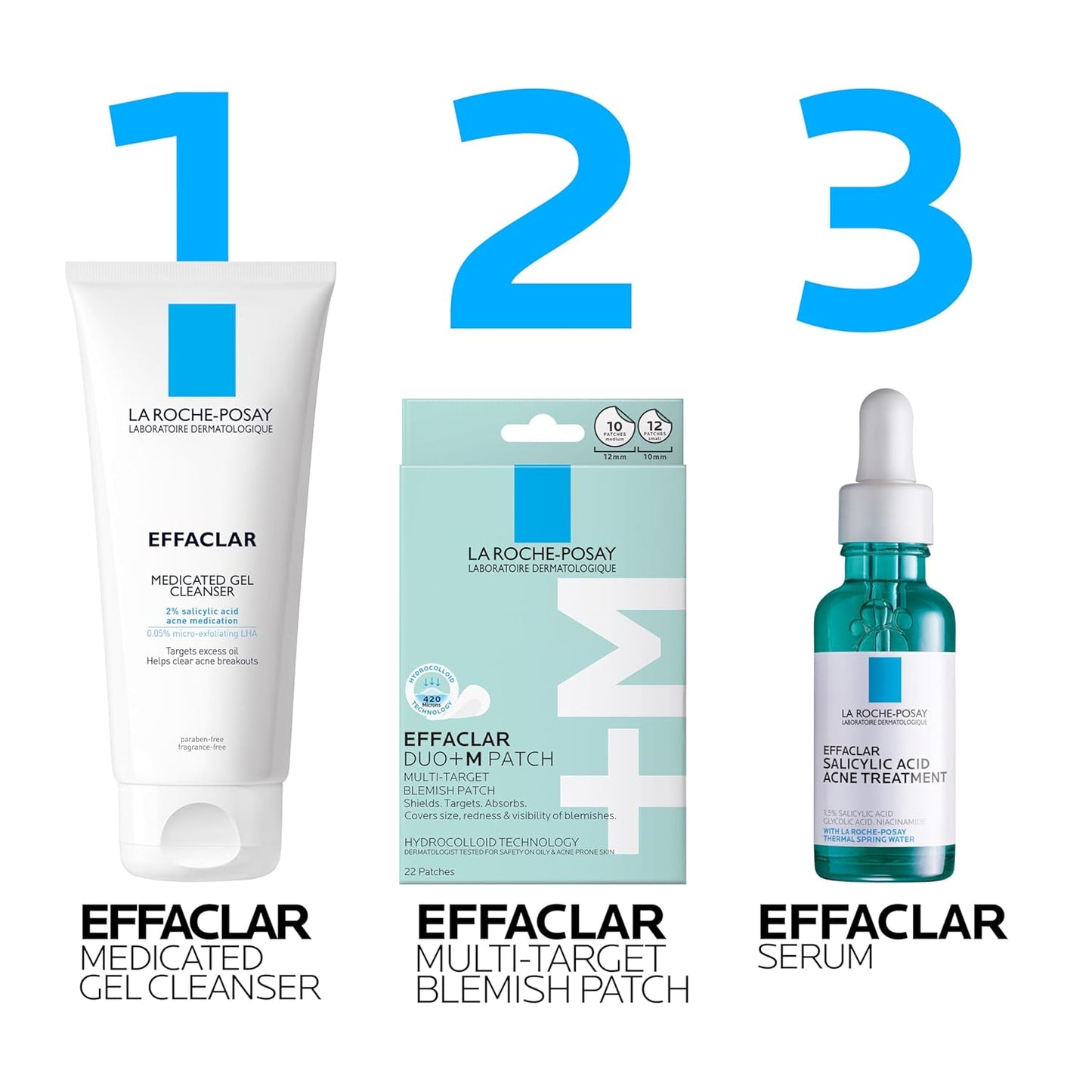 La Roche-Posay Effaclar Multi-Target Blemish Patches, Hydrocolloid Pimple Patches For Face Shields, Targets & Absorbs, Suitable Under Makeup, 22 Patches, 12 Small Size & 10 Medium Size