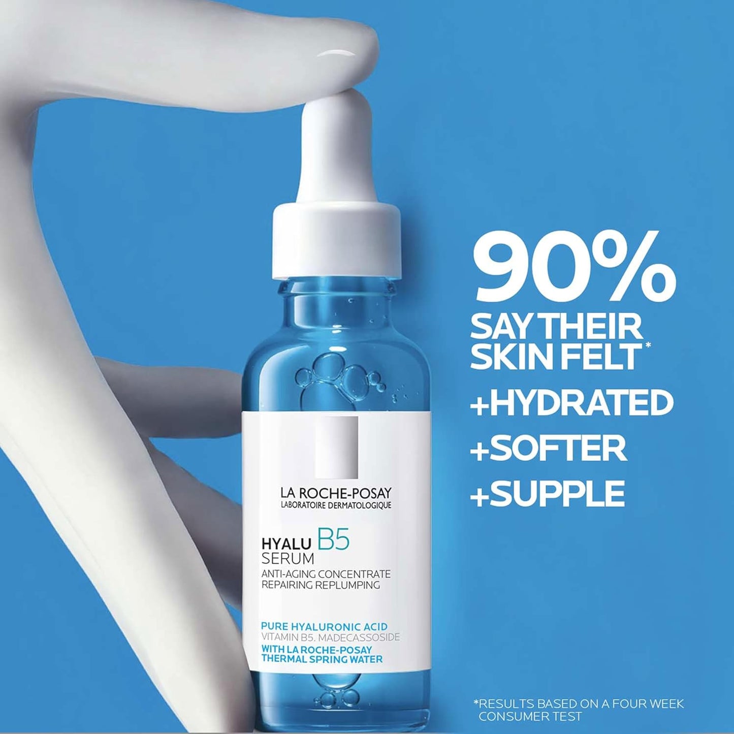 La Roche-Posay Hyalu B5 Pure Hyaluronic Acid Serum for Face, Vitamin B5 + Hyaluronic Acid + Madecassoside, Hydrating Serum Visibly Plumps Skin, Sensitive Skin Safe, Anti Aging, Oil-Free
