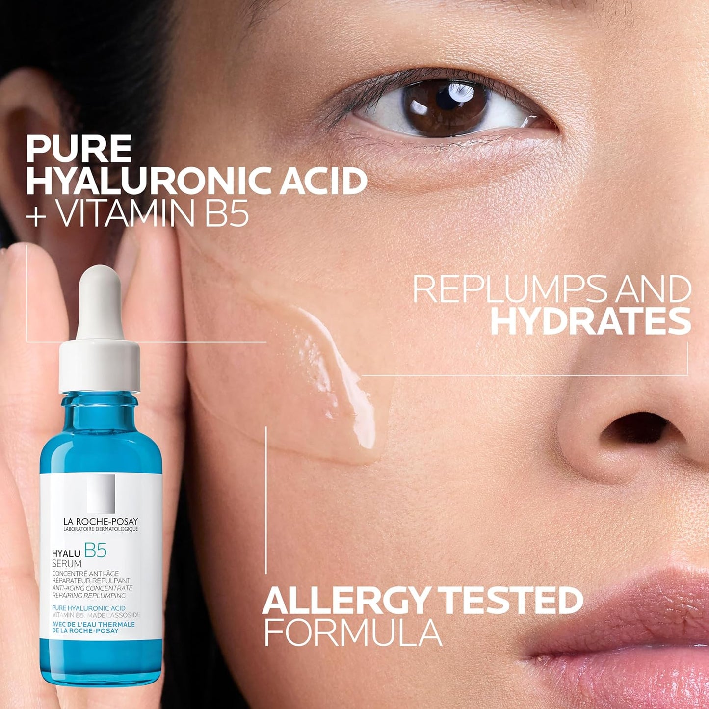 La Roche-Posay Hyalu B5 Pure Hyaluronic Acid Serum for Face, Vitamin B5 + Hyaluronic Acid + Madecassoside, Hydrating Serum Visibly Plumps Skin, Sensitive Skin Safe, Anti Aging, Oil-Free