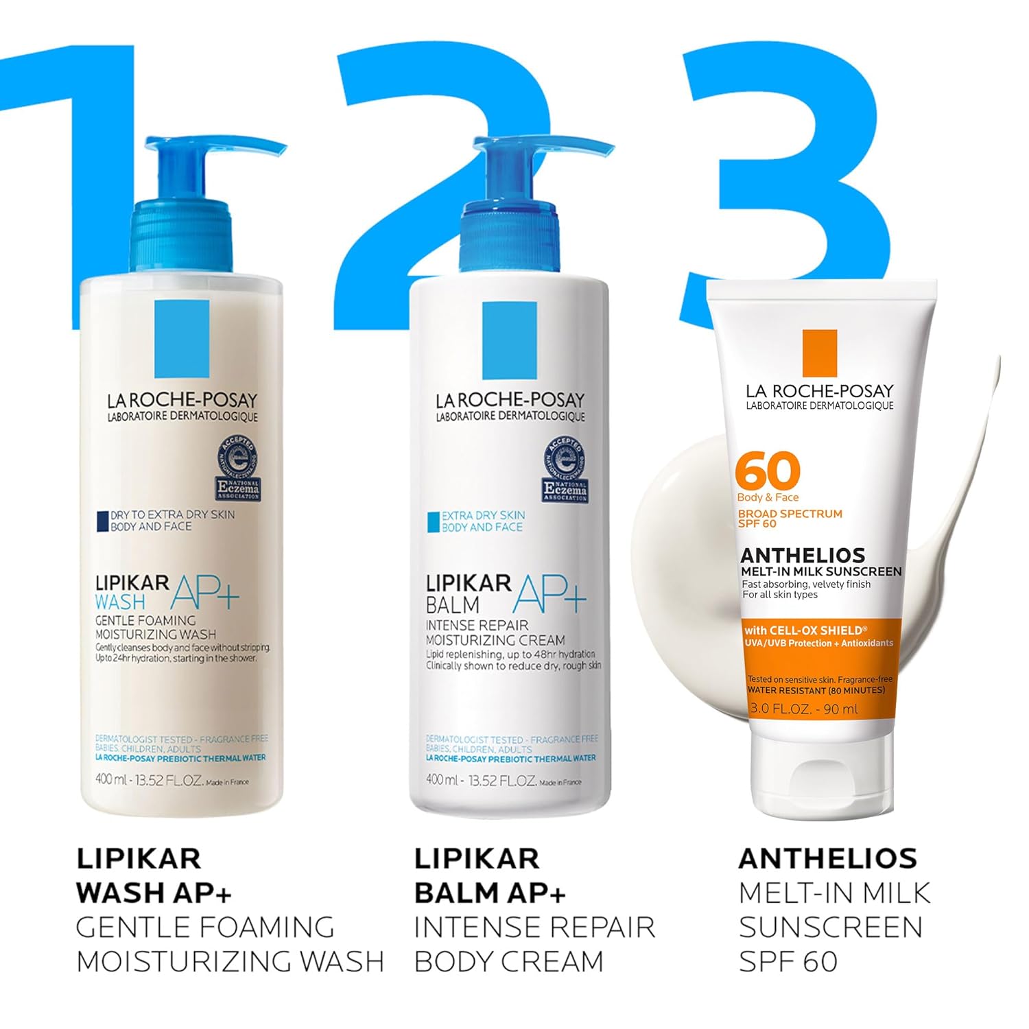 La Roche-Posay Anthelios Melt-In Milk Sunscreen SPF 60, Sunscreen For Body & Face, Broad Spectrum SPF + Antioxidants, Oil Free, Lightweight & Fast Absorbing, Oxybenzone Free